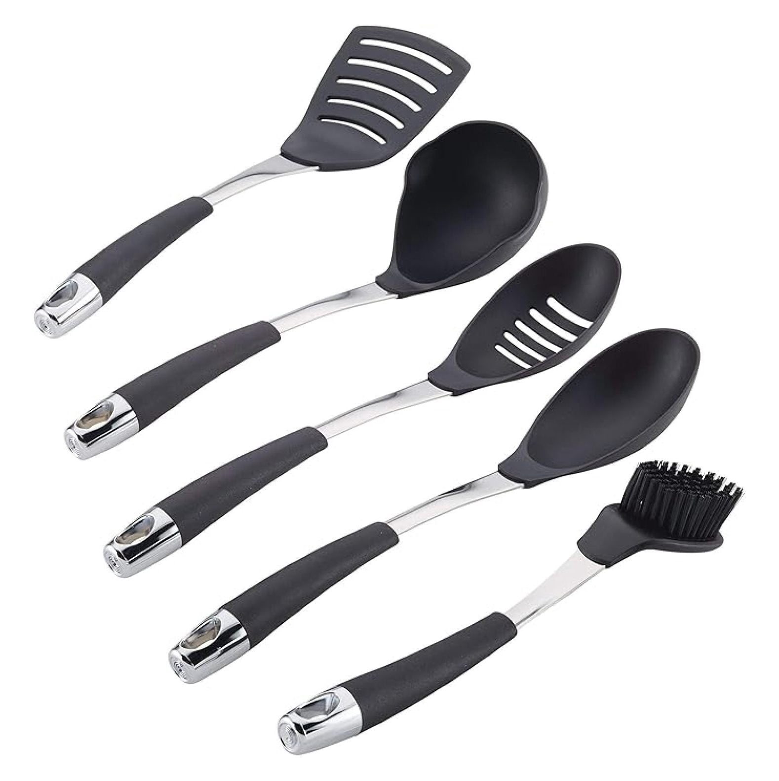Cuisinart Curve Soft-Grip Nylon Kitchen Tool Set for Nonstick Cookware, 5-Piece, Black