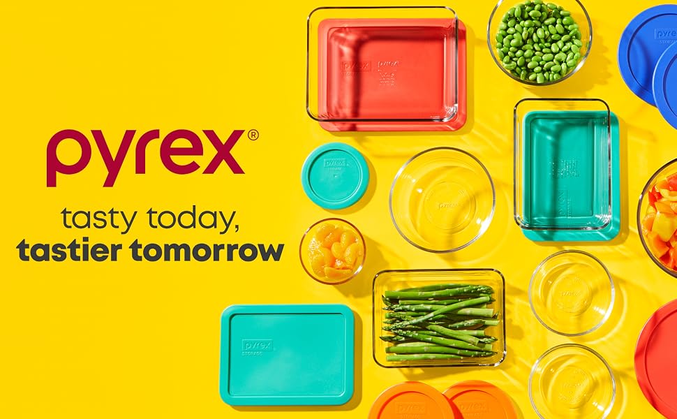 Pyrex Simply Store Glass Food Storage Container Set with Plastic Lids, 18-Piece, Clear