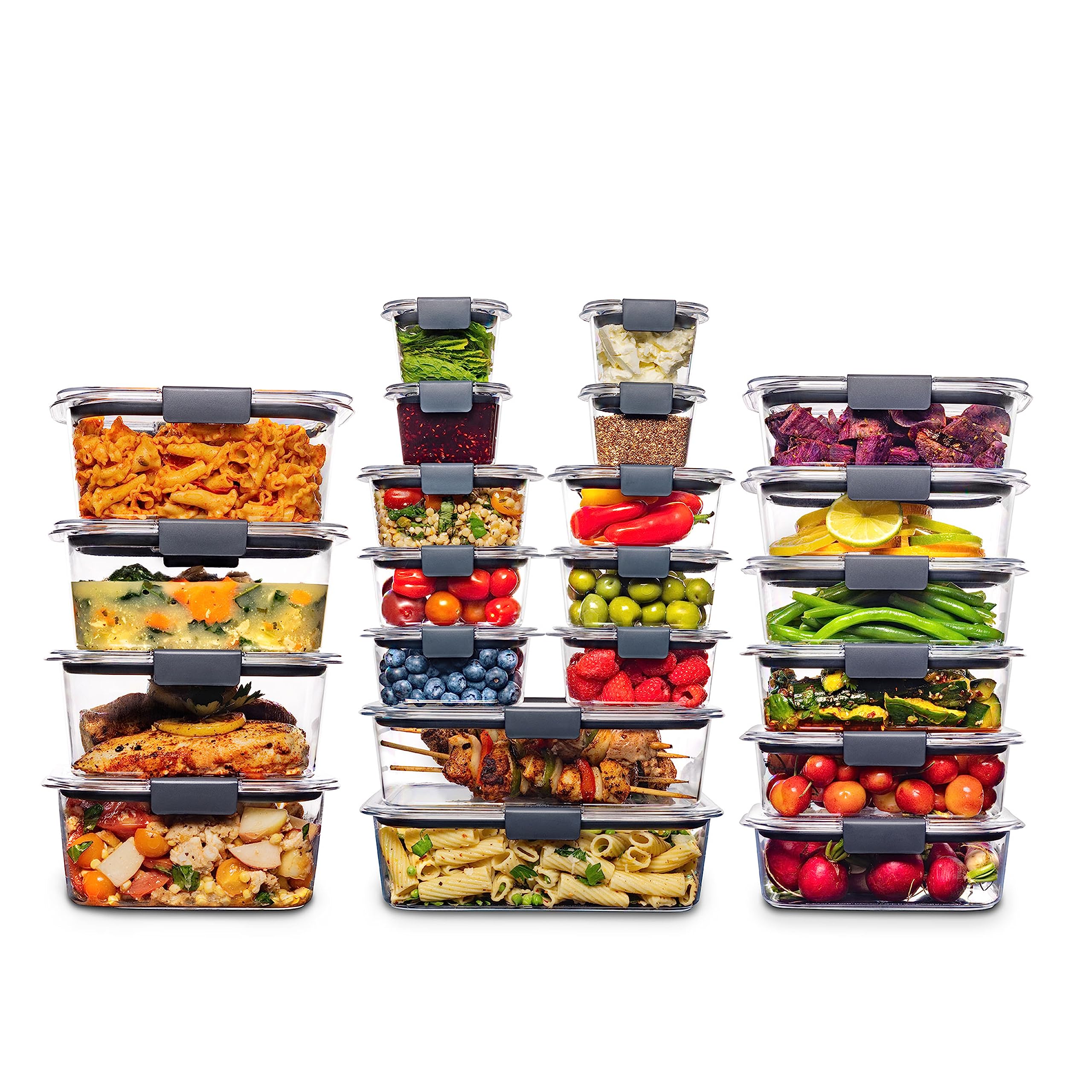 Rubbermaid Brilliance Leak-Resistant Food Storage Container Set, 22-Piece, Clear Tritan